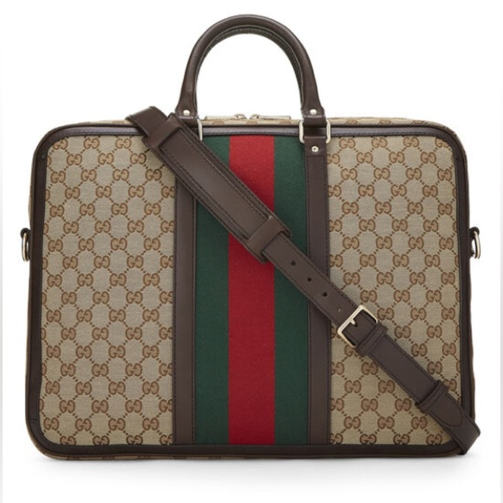 Gucci Original GG Canvas Web Briefcase unisex